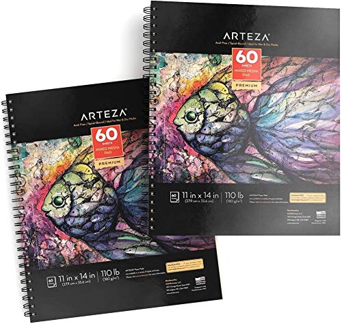 Arteza Mixed Media Pad, 11" x 14", 60 Sheets - Pack of 2