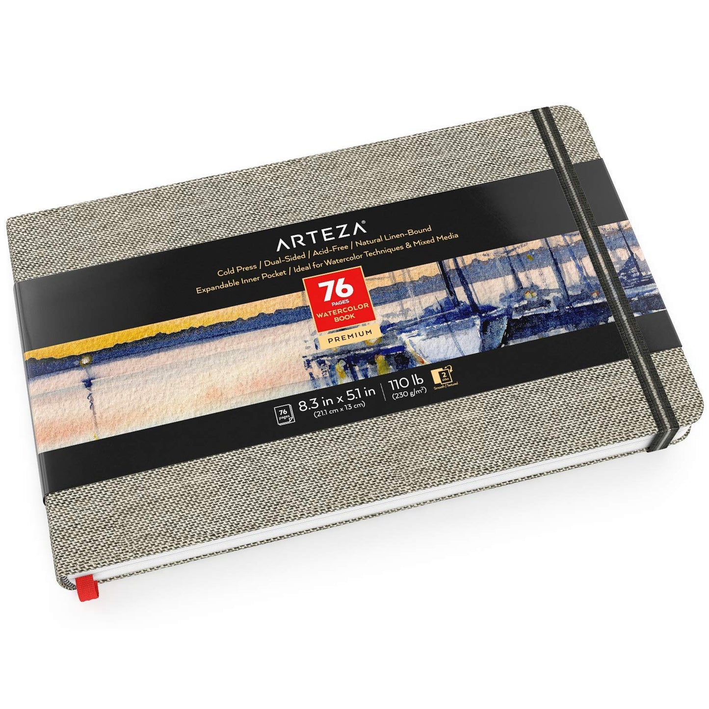 Arteza Watercolor Book, Gray Hardcover, 3.5" x 5.5", 80 Pages - Pack of 3