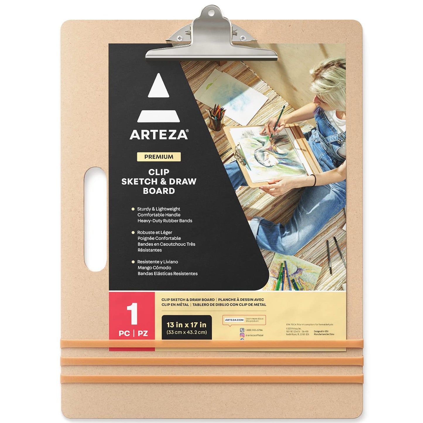 Arteza Clip Sketch & Draw Board, 13” x 17”