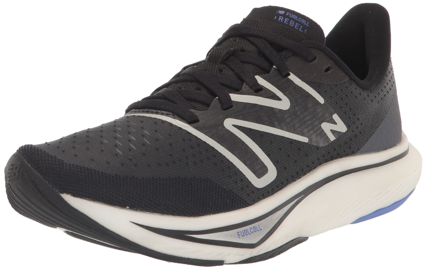 New Balance Women's FuelCell Rebel V3 Running Shoe, Black/Aura/Vibrant Spring Glo, 10
