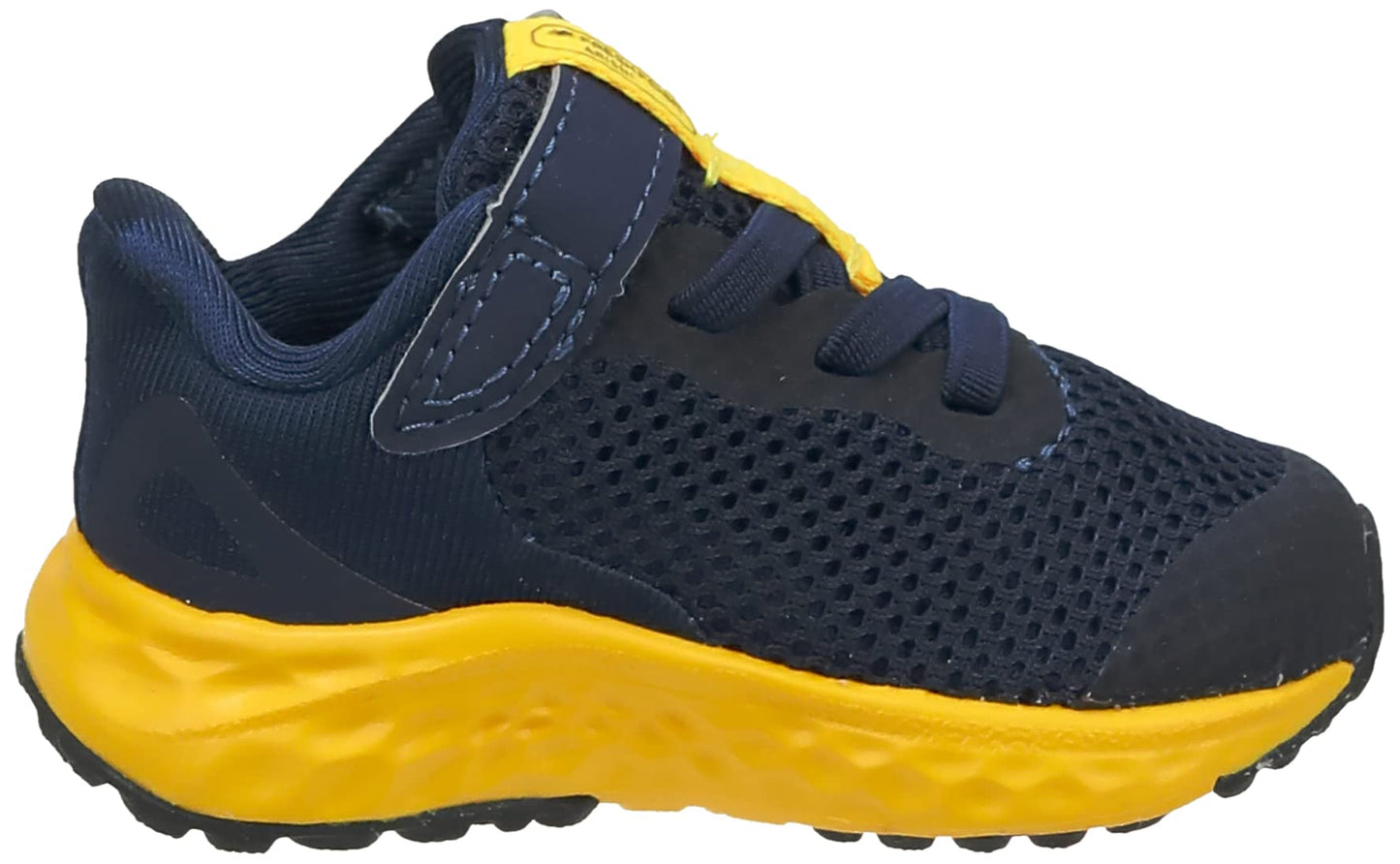 New Balance Baby Boys Fresh Foam Arishi V4 Hook and Loop Running Shoe, Team Navy/Electric Red/Egg Yolk, 2 Wide Infant