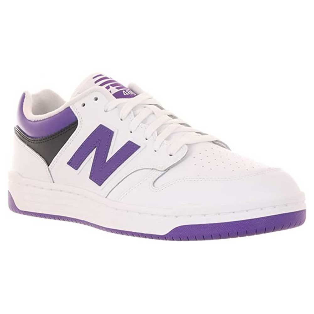 New Balance Unisex-Adult BB480 V1 Sneaker, White/Prism Purple/Black, 8.5