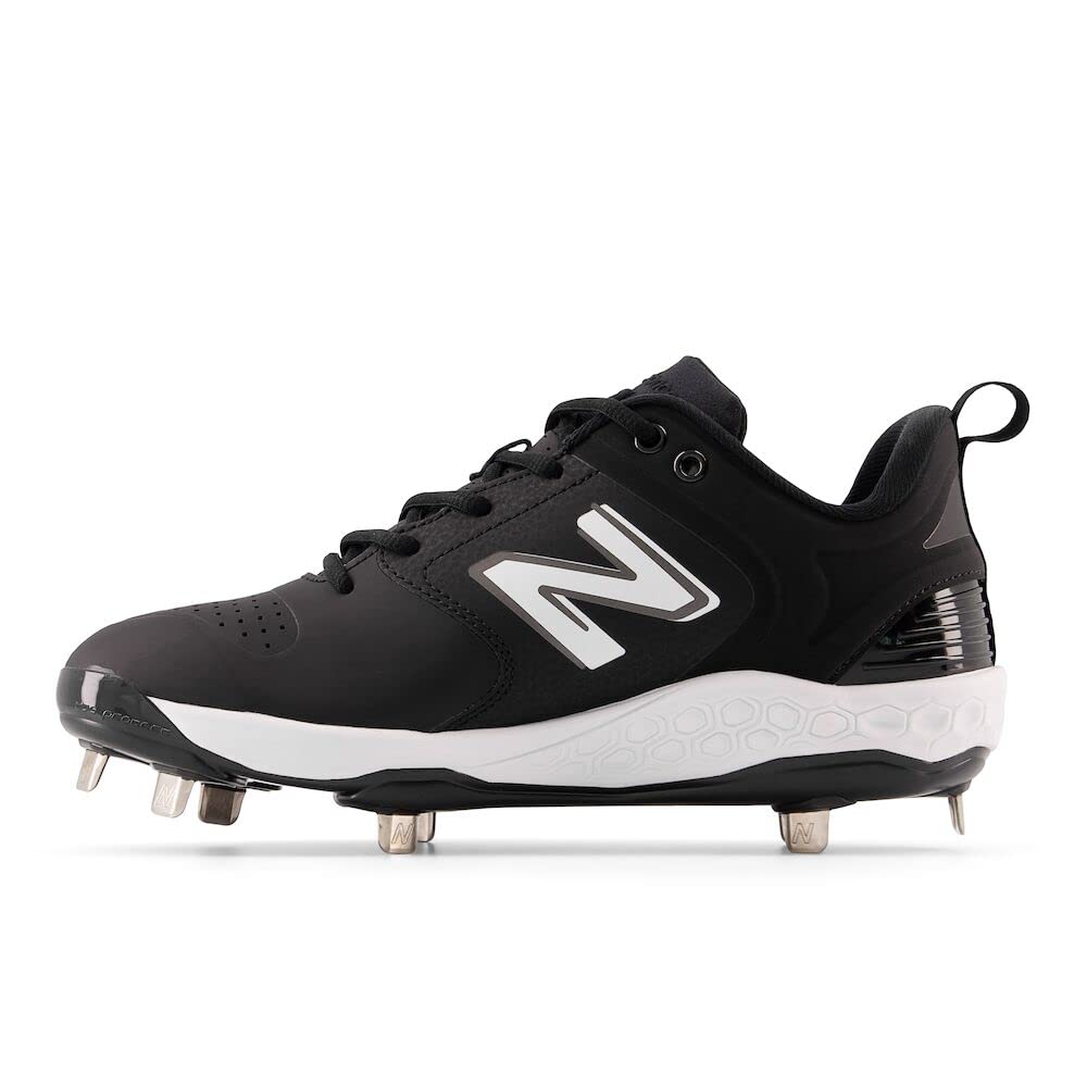 New Balance Women's Fresh Foam Velo V3 Softball Shoe, Black/White, 5