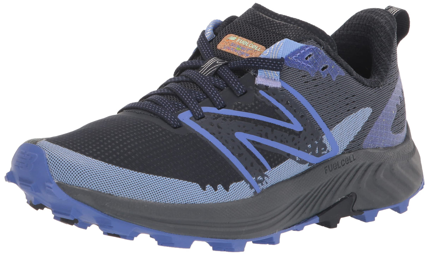 New Balance Women's FuelCell Summit Unknown V3 Trail Running Shoe, Black/Vibrant Violet/Vibrant Spring Glo, 8