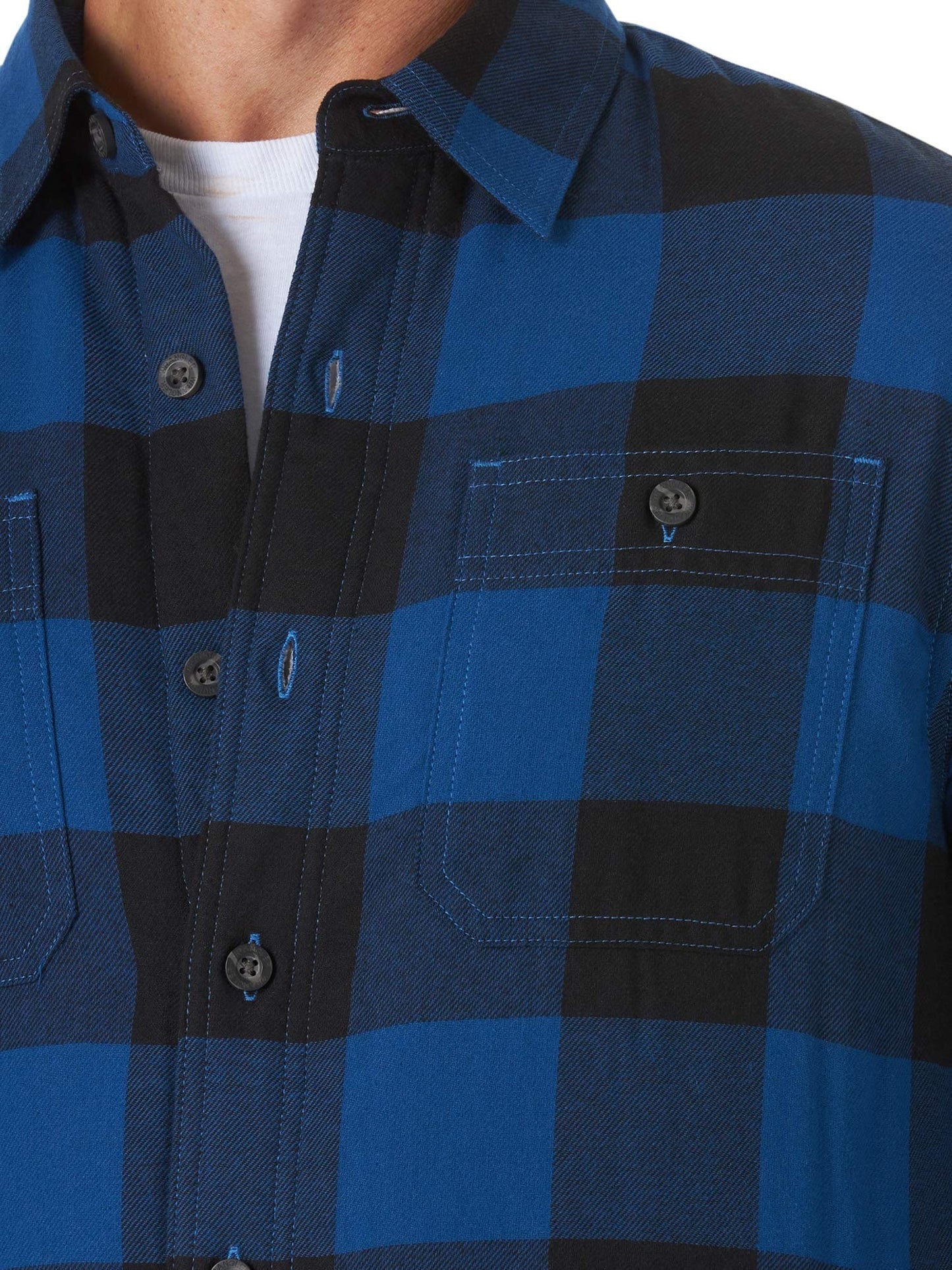 Wrangler Authentics Men's Long Sleeve Sherpa Lined Shirt Jacket, Blue Buffalo, XX-Large