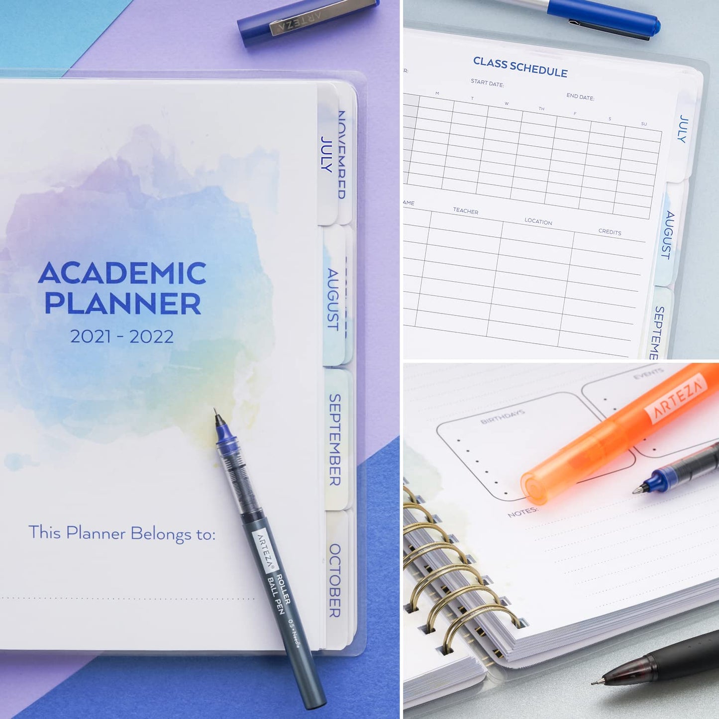 Arteza Academic Planner, 9 x 7 Inches, 113 Sheets