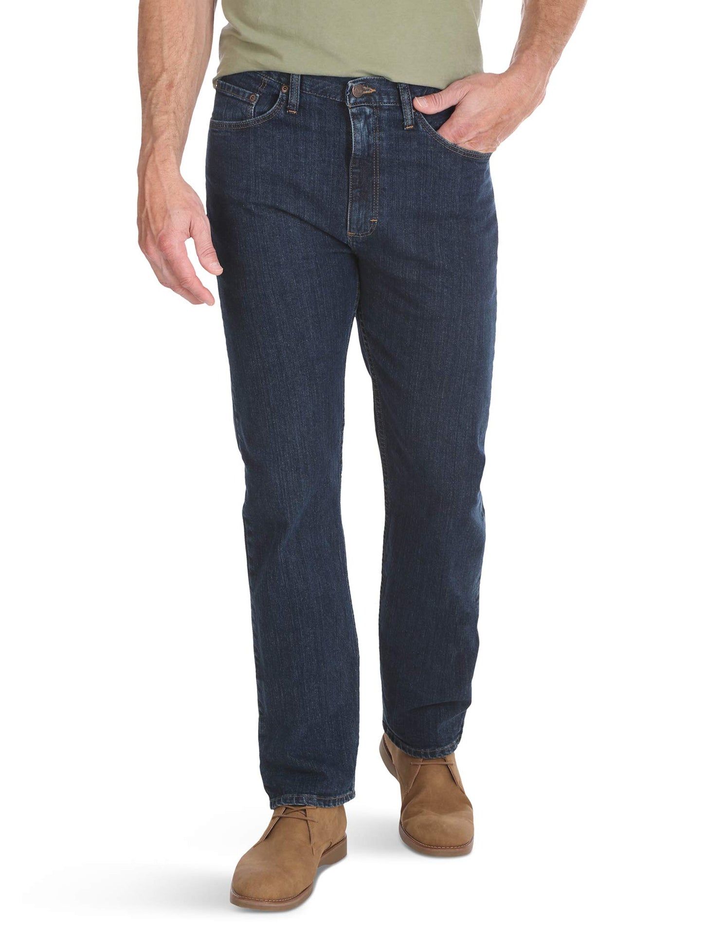Wrangler Authentics Men's Classic 5-Pocket Regular Fit Jean, Dark Indigo Flex, 38W x 29L