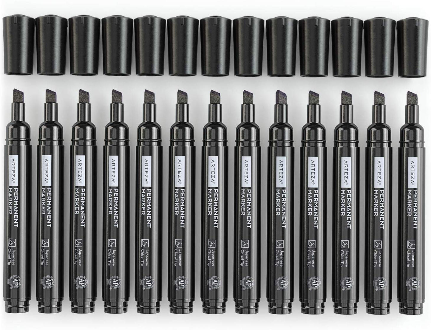 Arteza Permanent Markers, Black, Chisel Tip - Pack of 36