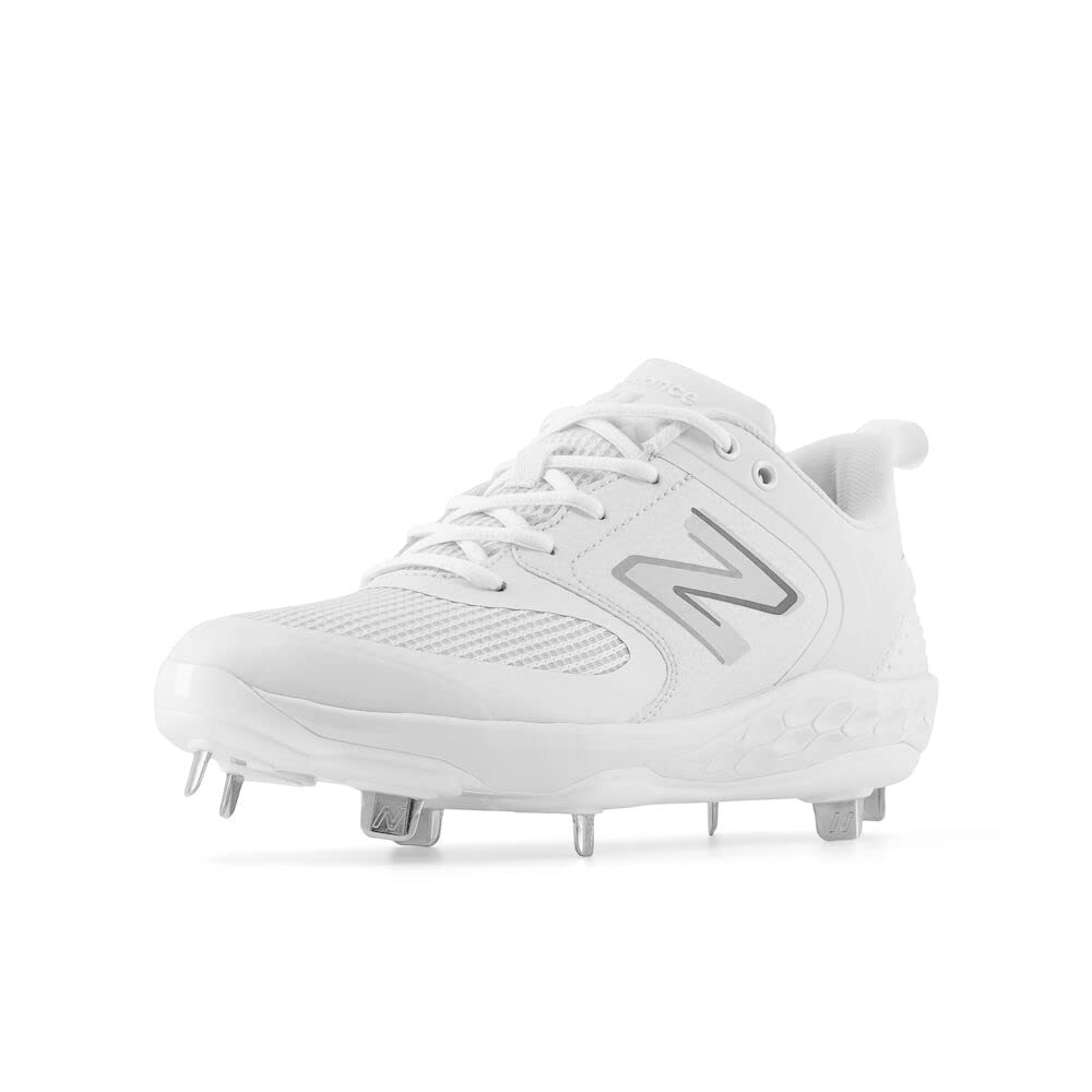 New Balance Women's Fresh Foam Velo V3 Softball Shoe, White/Rain Cloud, 7 Wide