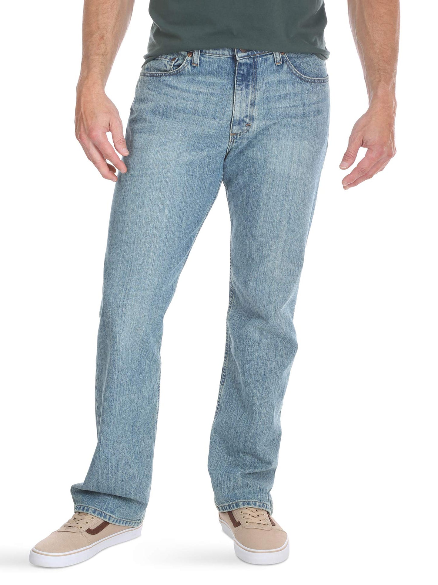 Wrangler Authentics Men's Regular Fit Comfort Flex Waist Jean, Chalk Blue, 38W x 32L