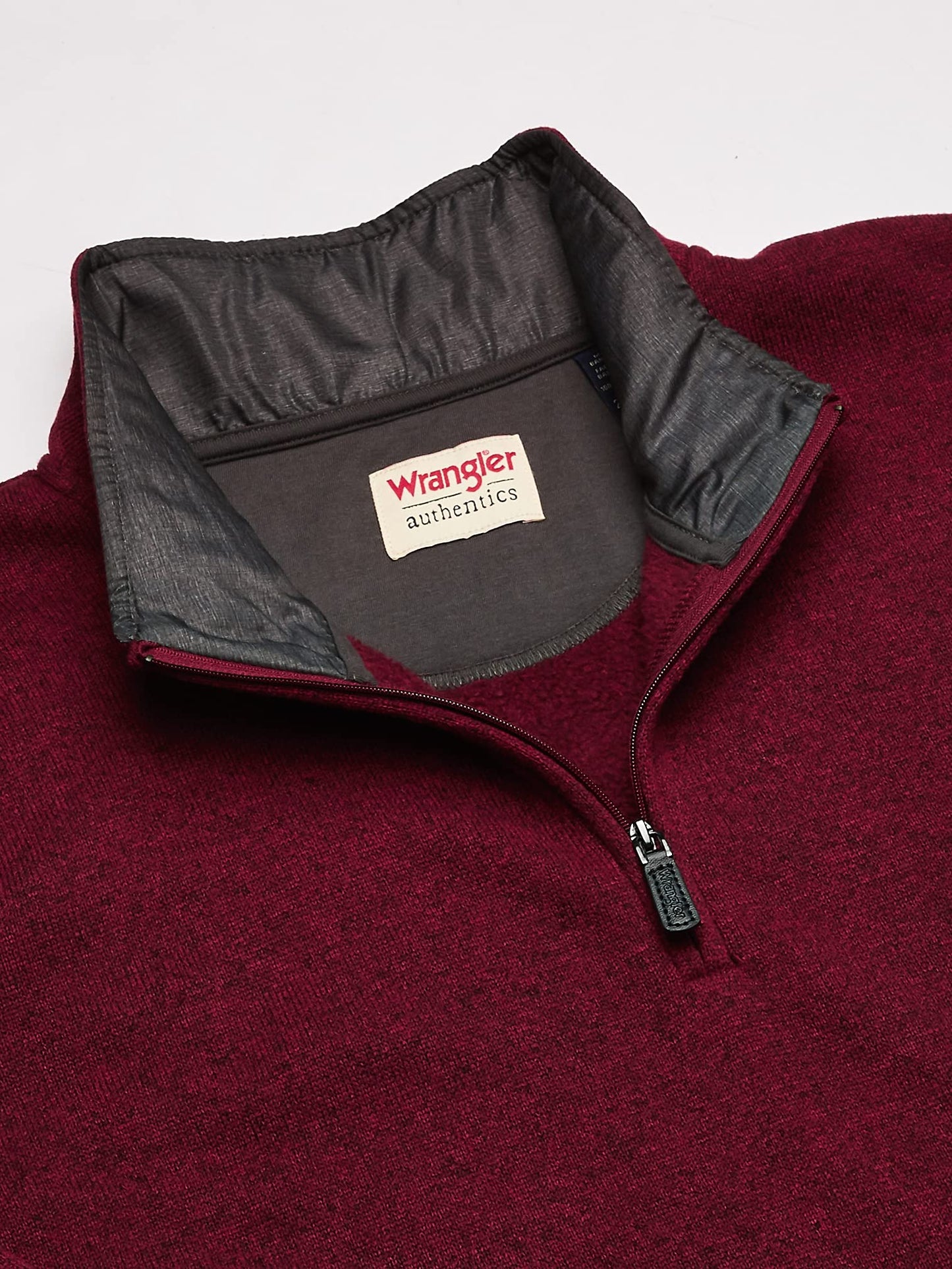 Wrangler Authentics Men's Long Sleeve Fleece Quarter-Zip, Zinfandel Heather, Small