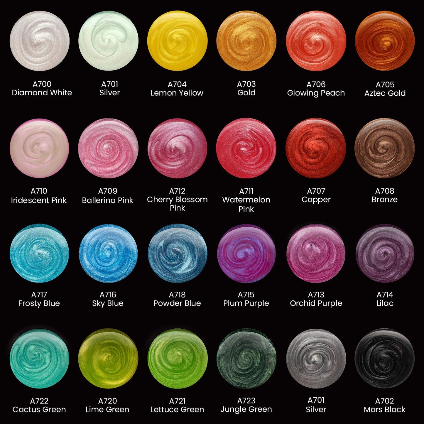 Arteza Metallic Watercolor Paint, Half-Pans - Set of 24