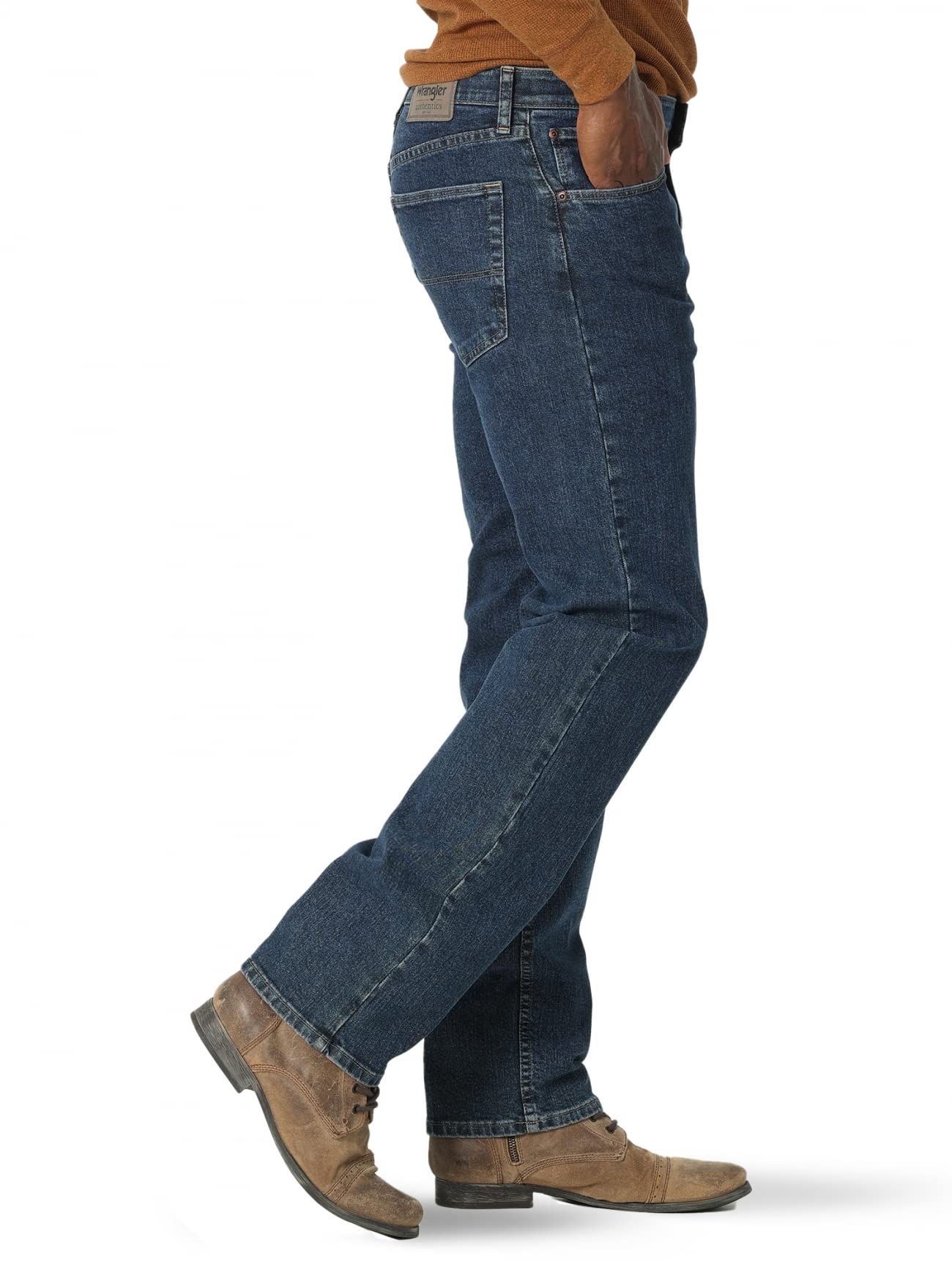 Wrangler Authentics Men's Regular Fit Comfort Flex Waist Jean, Dark Stonewash, 33W x 32L