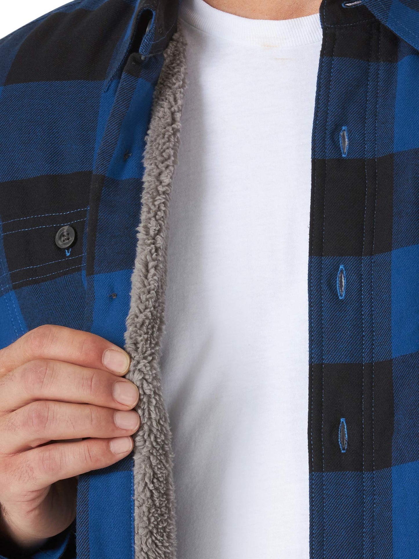 Wrangler Authentics Men's Long Sleeve Sherpa Lined Shirt Jacket, Blue Buffalo, XX-Large
