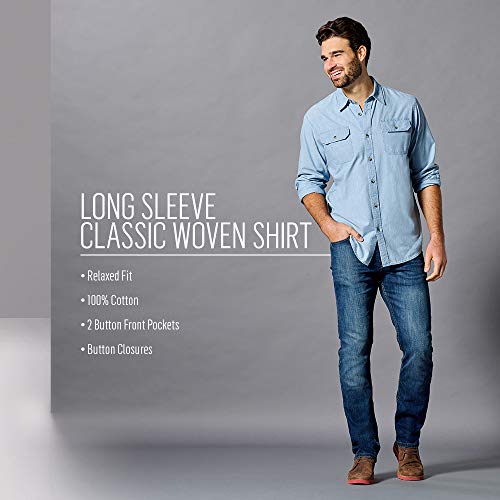 Wrangler Authentics Men's Long Sleeve Classic Woven Shirt, Grey, Small