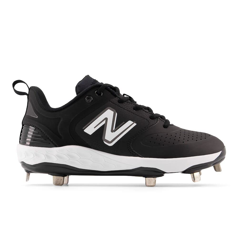 New Balance Women's Fresh Foam Velo V3 Softball Shoe, Black/White, 5