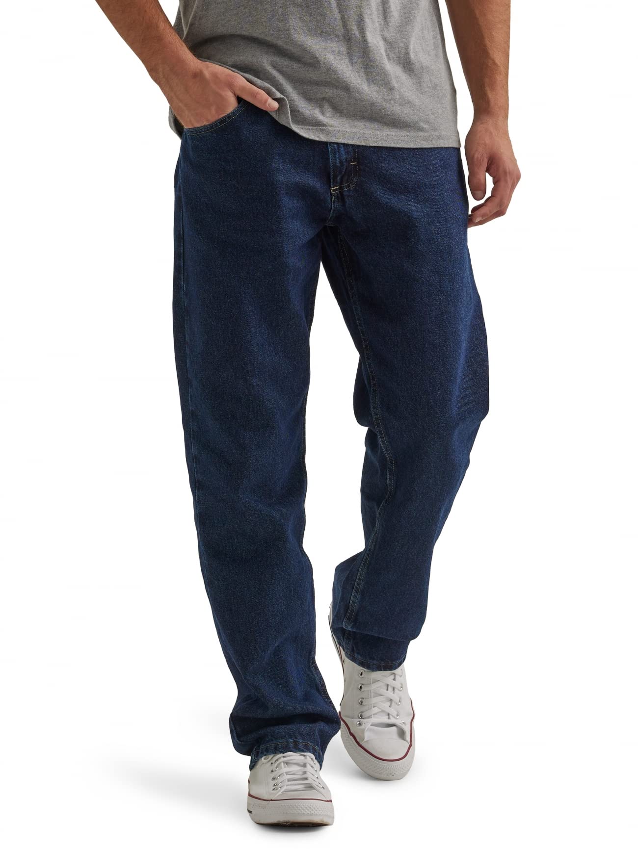 Wrangler Authentics Men's Classic 5-Pocket Relaxed Fit Cotton Jean, Dark Rinse, 37W X 32L