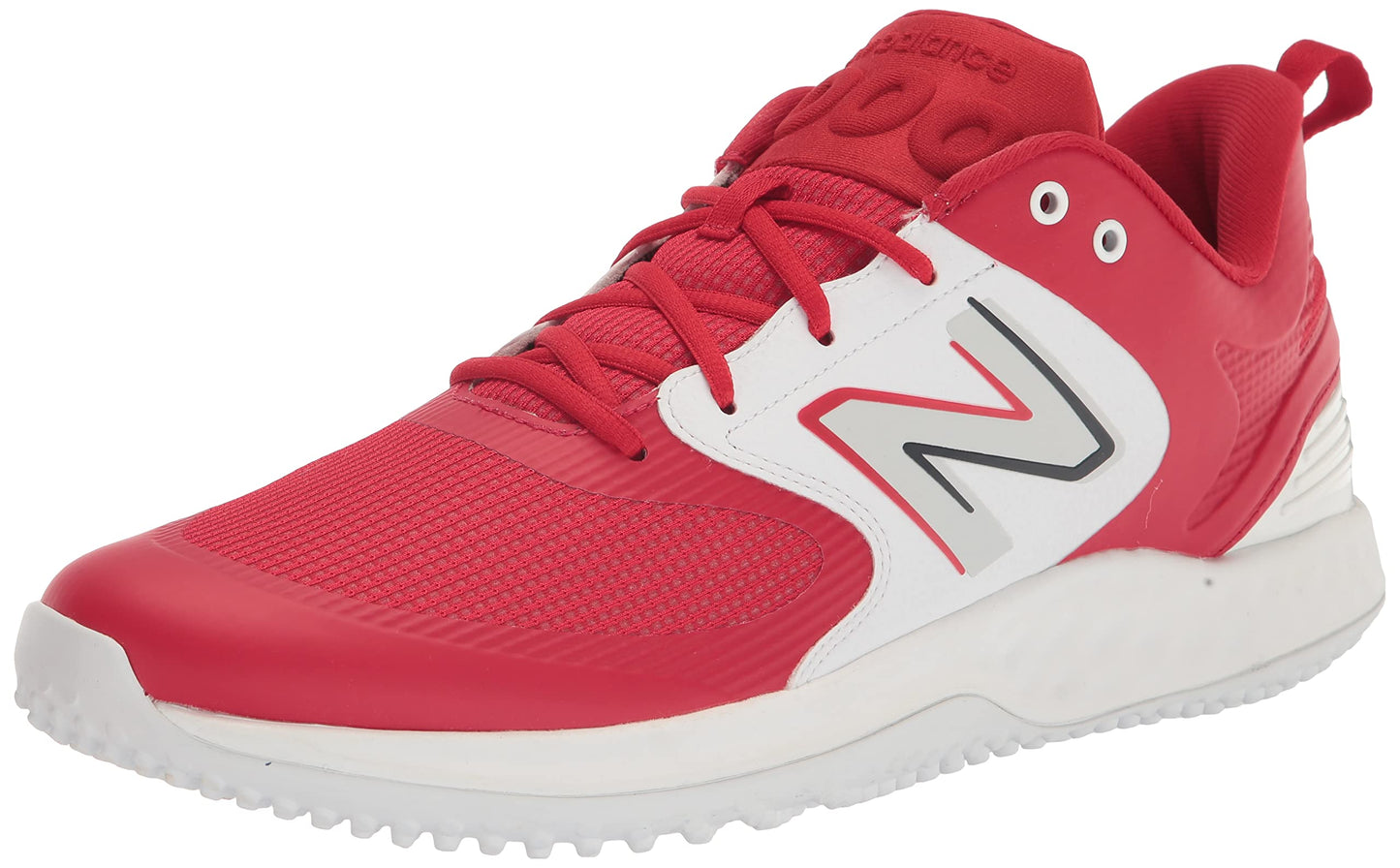 New Balance Men's Fresh Foam 3000 V6 Turf-Trainer Baseball Shoe, Red/White, 17