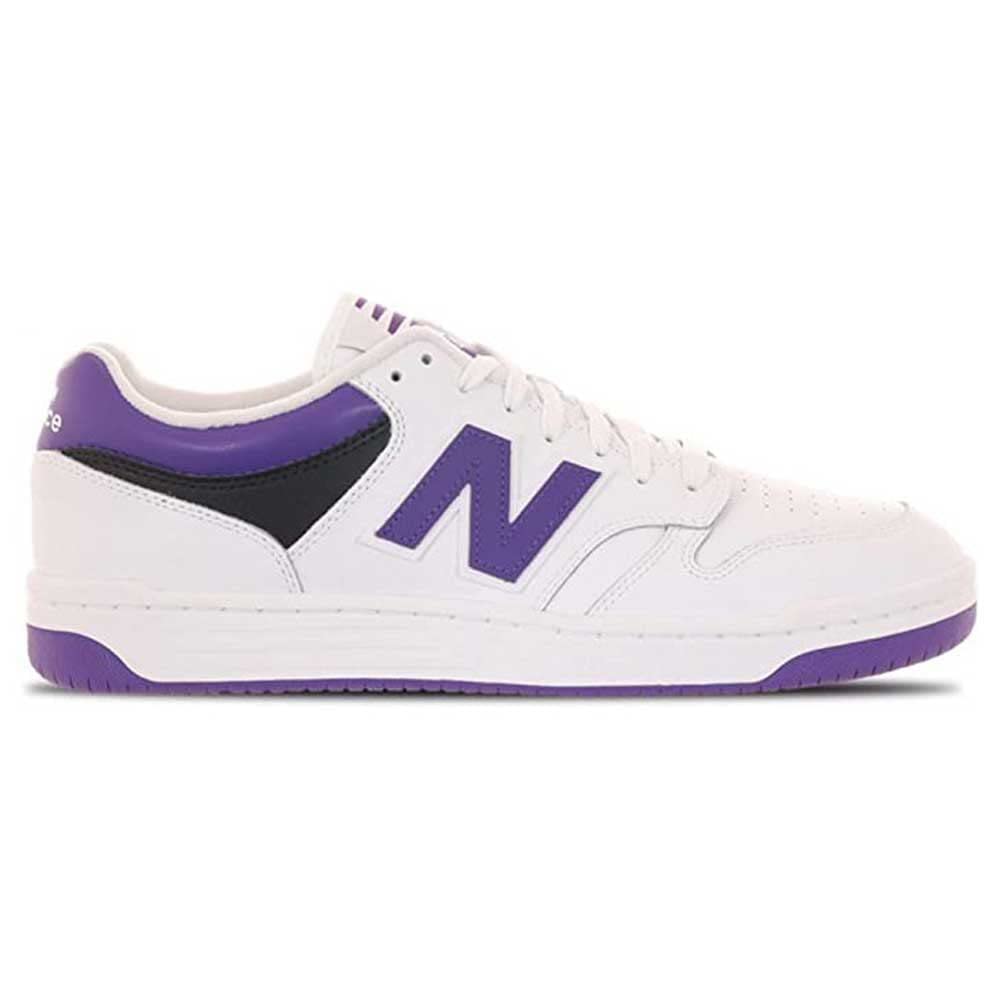 New Balance Unisex-Adult BB480 V1 Sneaker, White/Prism Purple/Black, 8.5