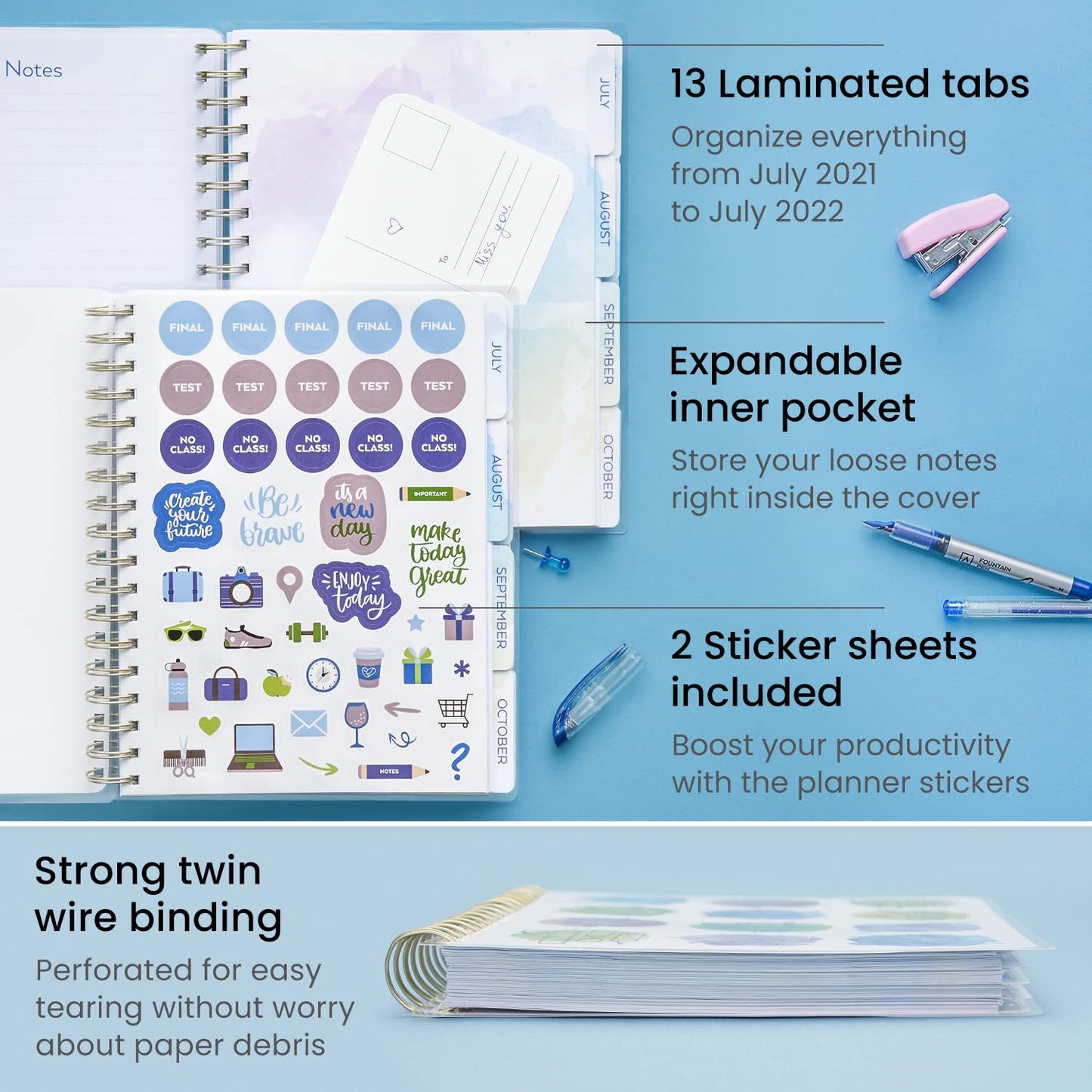 Arteza Academic Planner, 9 x 7 Inches, 113 Sheets