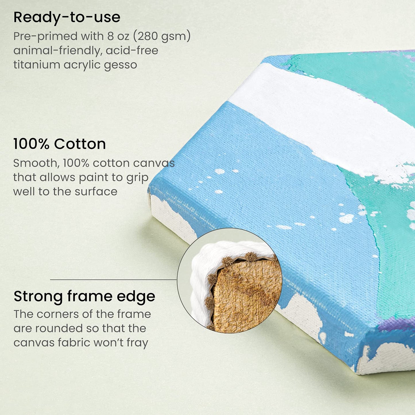 Arteza Hexagon Stretched Canvas, 4" Sides - Pack of 12