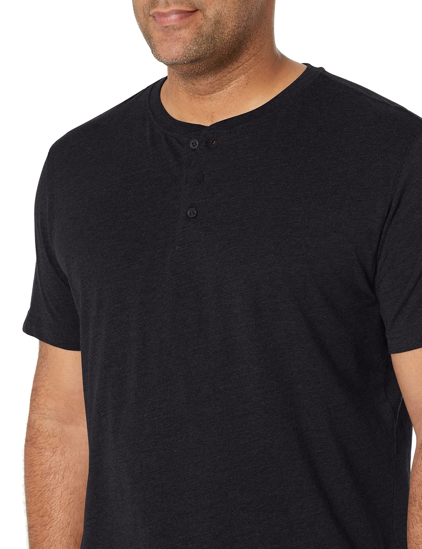 Wrangler Authentics Men's Short Sleeve Henley Tee, Black Onyx, 3X-Large