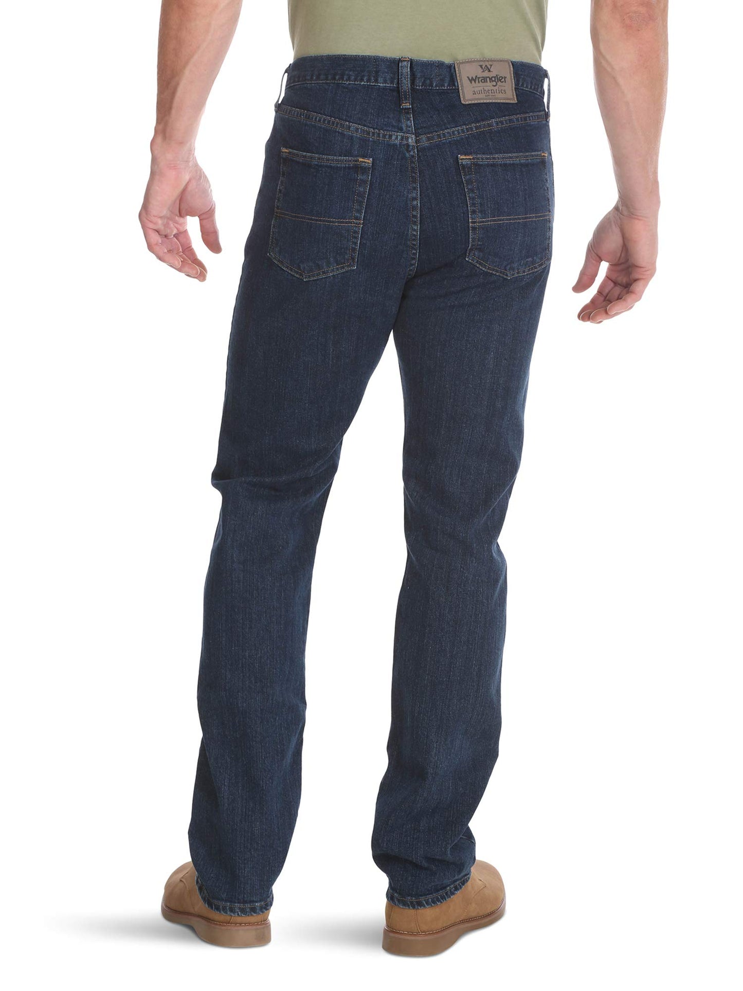 Wrangler Authentics Men's Classic 5-Pocket Regular Fit Jean, Dark Indigo Flex, 38W x 29L