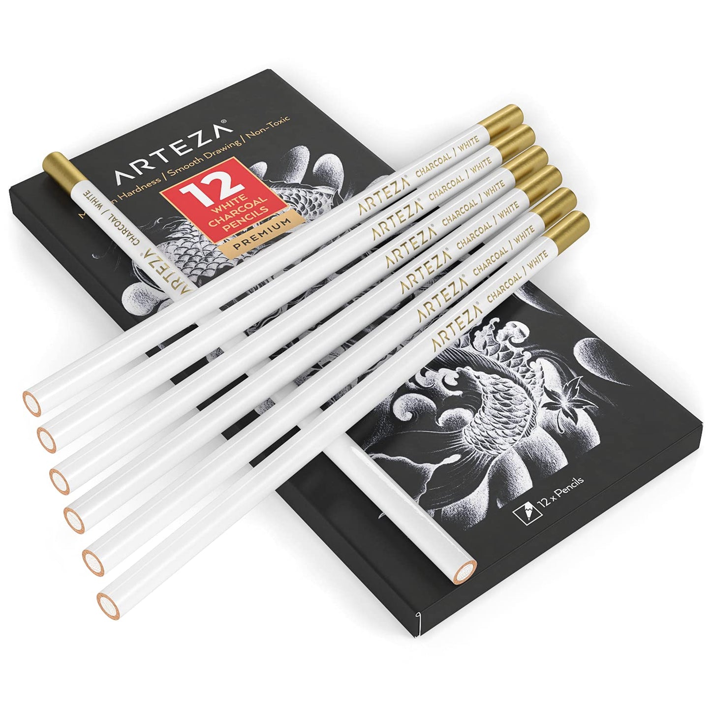 Arteza White Charcoal Pencils - Set of 12