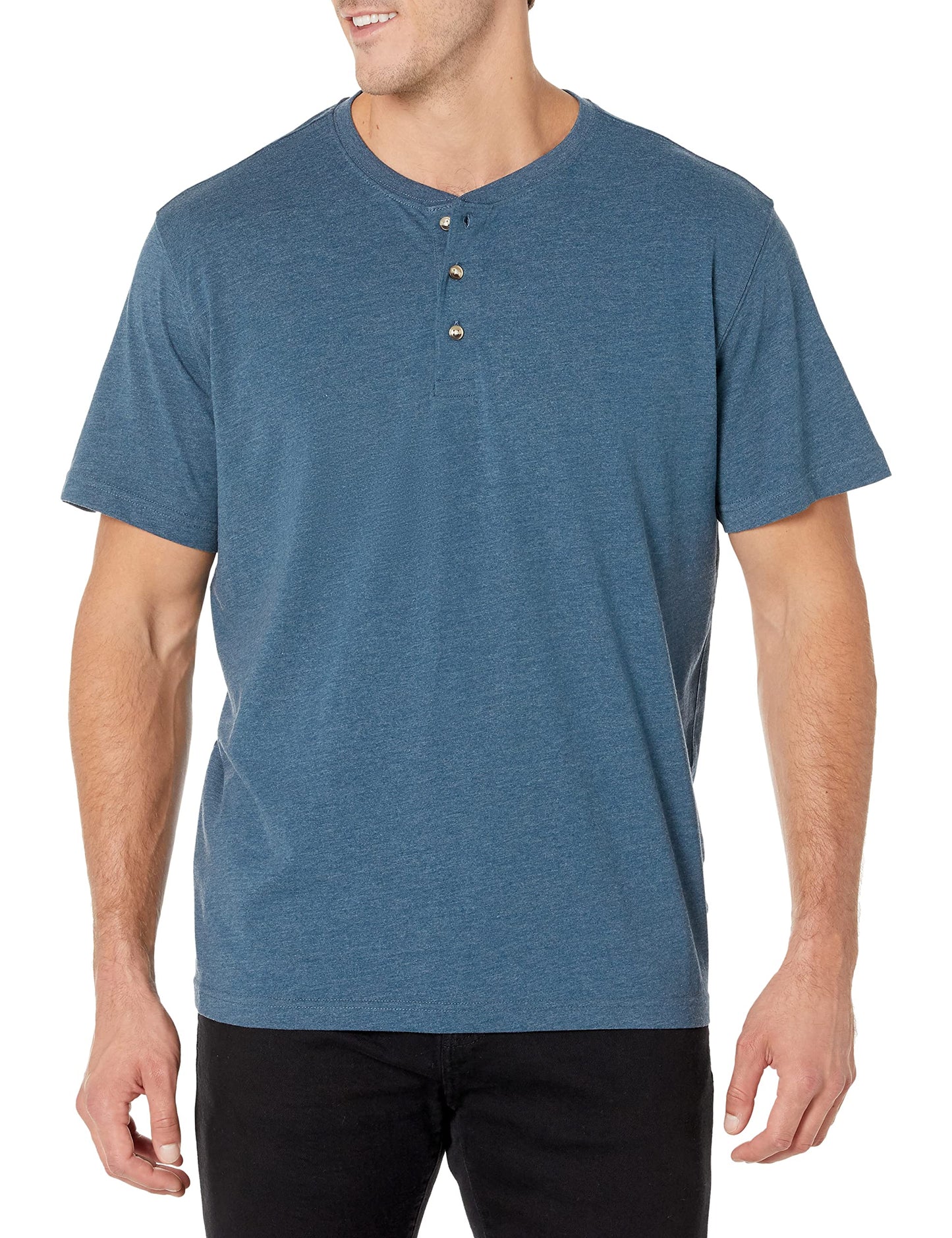Wrangler Authentics Men's Short Sleeve Henley Tee, Dark Denim, 3X-Large