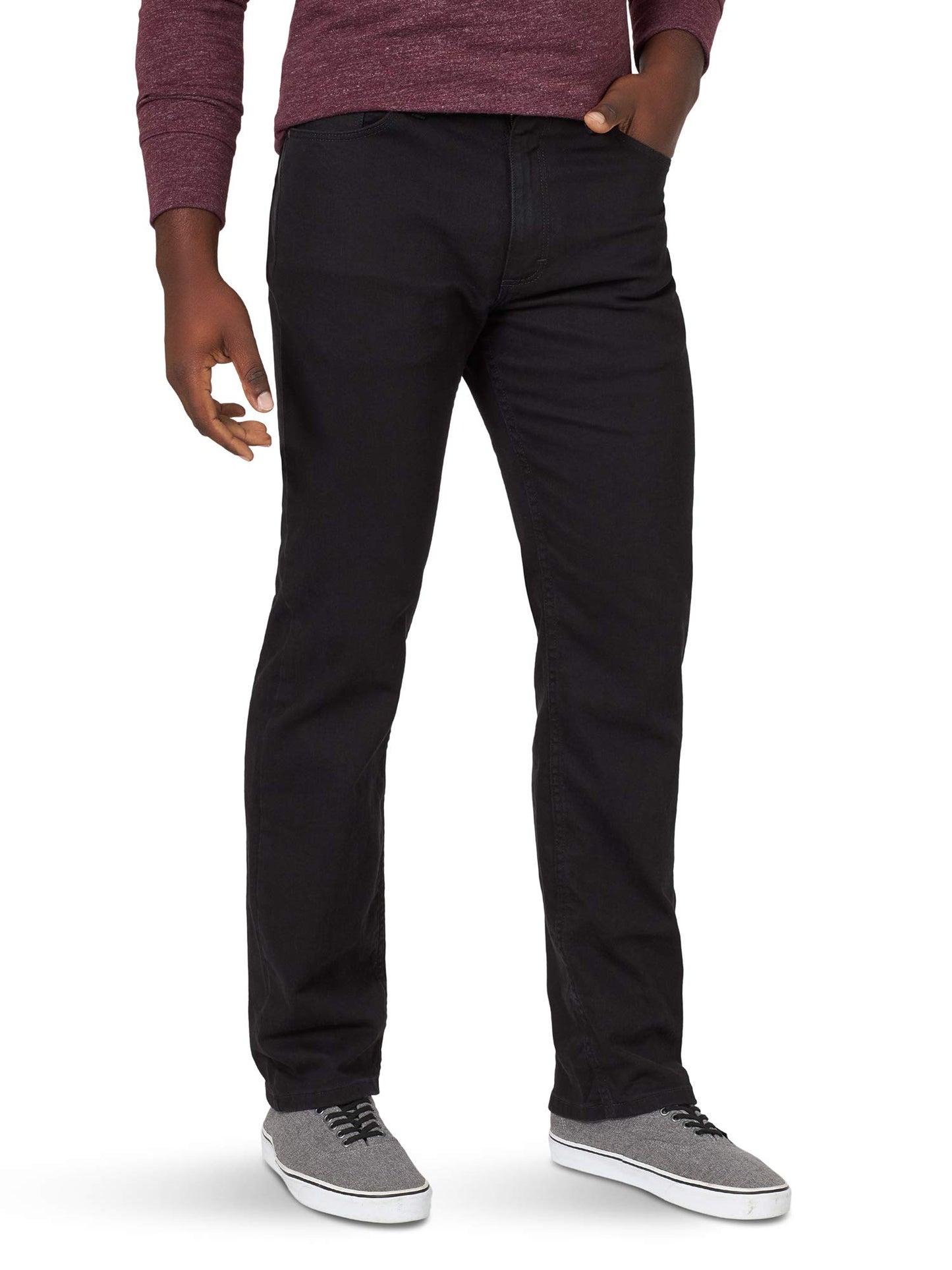 Wrangler Authentics Men's Classic 5-Pocket Regular Fit Jean, Black Flex, 38W X 30L