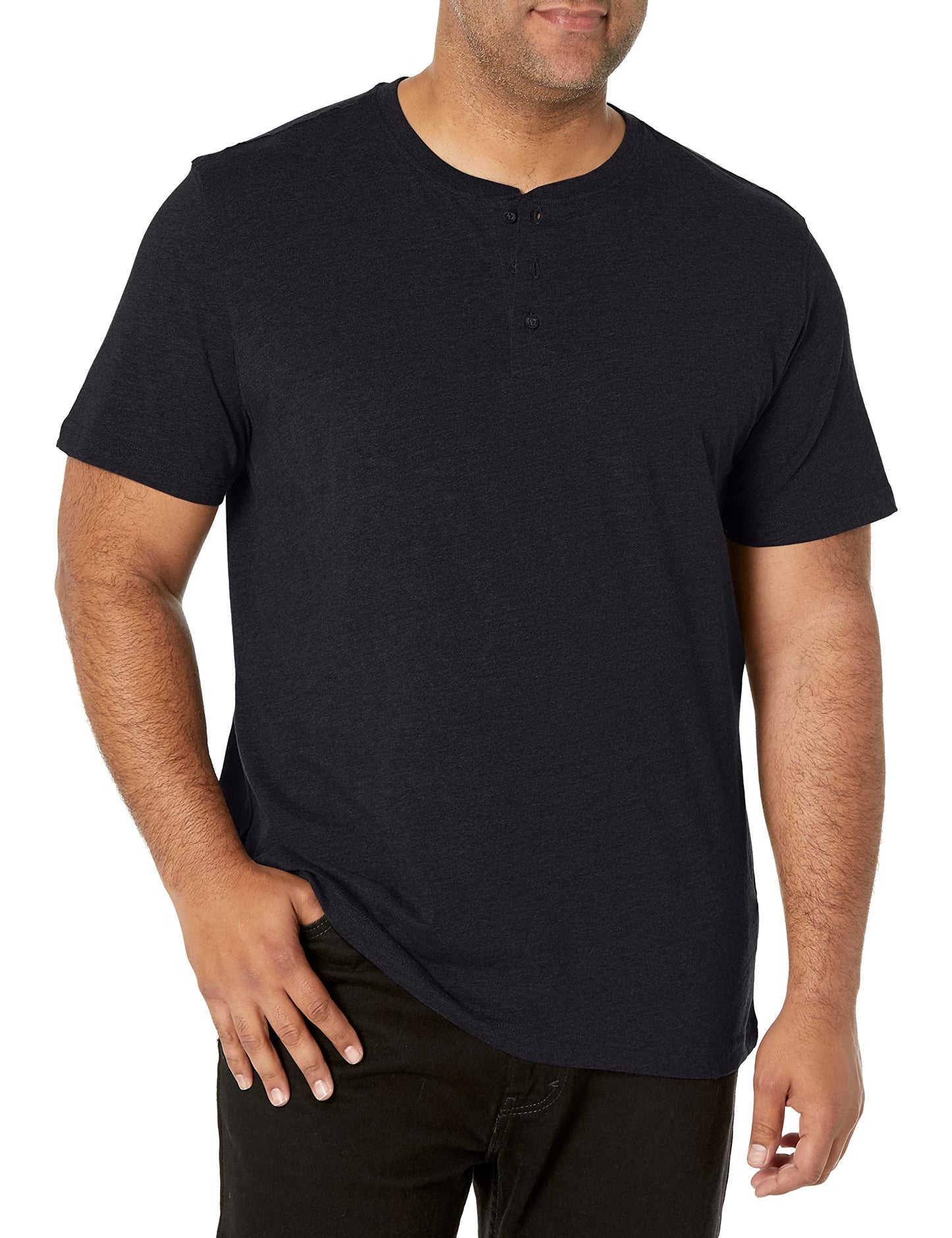 Wrangler Authentics Men's Short Sleeve Henley Tee, Black Onyx, 3X-Large
