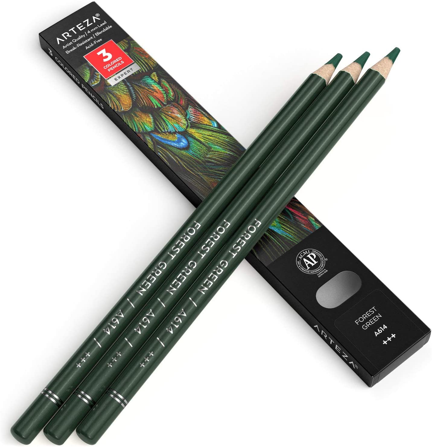 Arteza Expert Colored Pencils, A614 Forest Green - 3 Pack