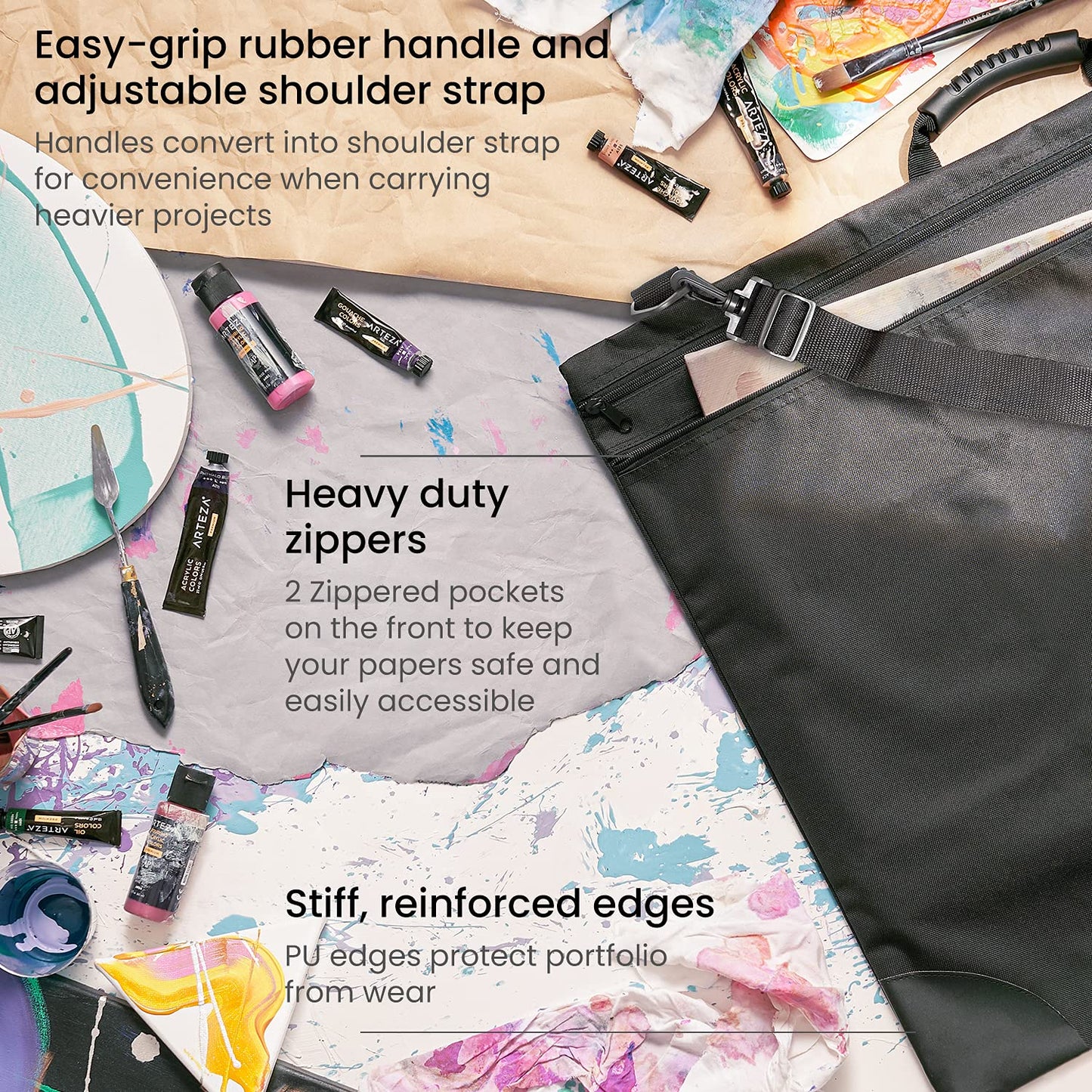 Arteza Soft Portfolio, Black, 20" x 26"
