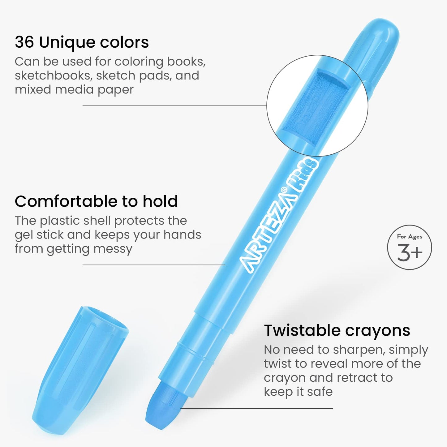 Arteza Kids Twistable Gel Crayons - Set of 36
