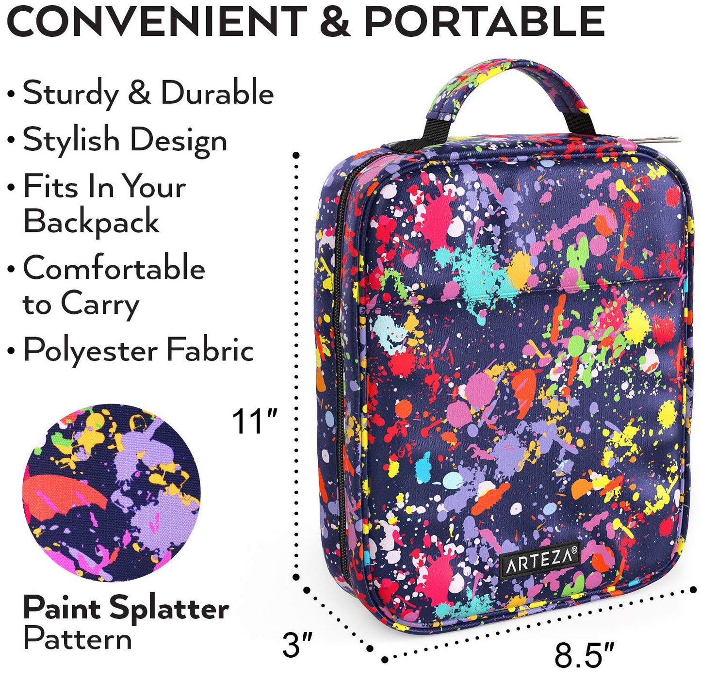Arteza Pencil Case, Paint Splatter Pattern - 64 Slots