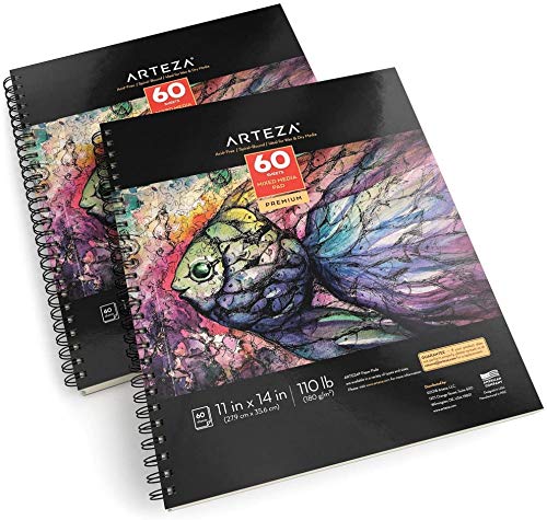 Arteza Mixed Media Pad, 11" x 14", 60 Sheets - Pack of 2