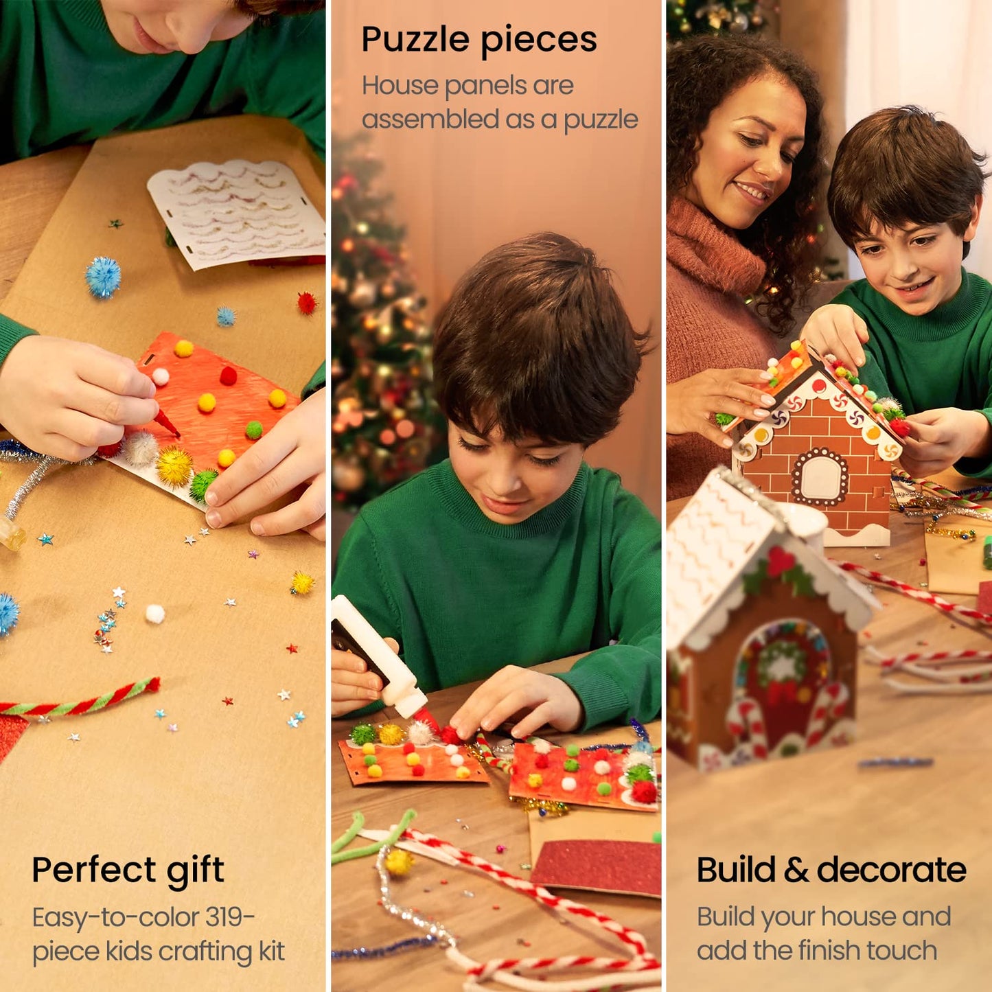 Arteza Kids 3D Paper Gingerbread House Kit - Set of 2