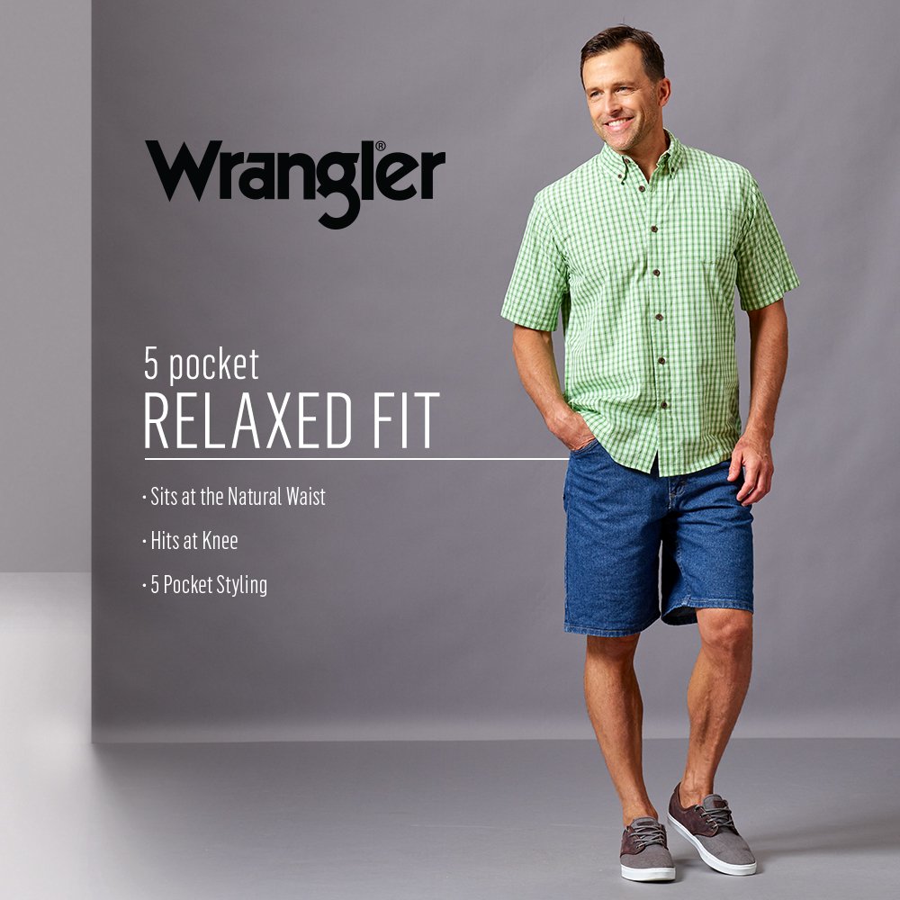 Wrangler Authentics Men's Classic Relaxed Fit Five Pocket Jean Short, Jet Black, 32