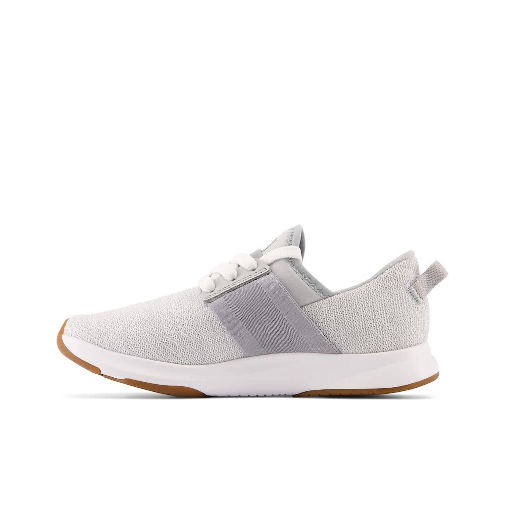 New Balance Baby Girls Dynasoft Nergize V3 Slip-on Running Shoe, Steel/Sea Salt, 4 Wide Infant