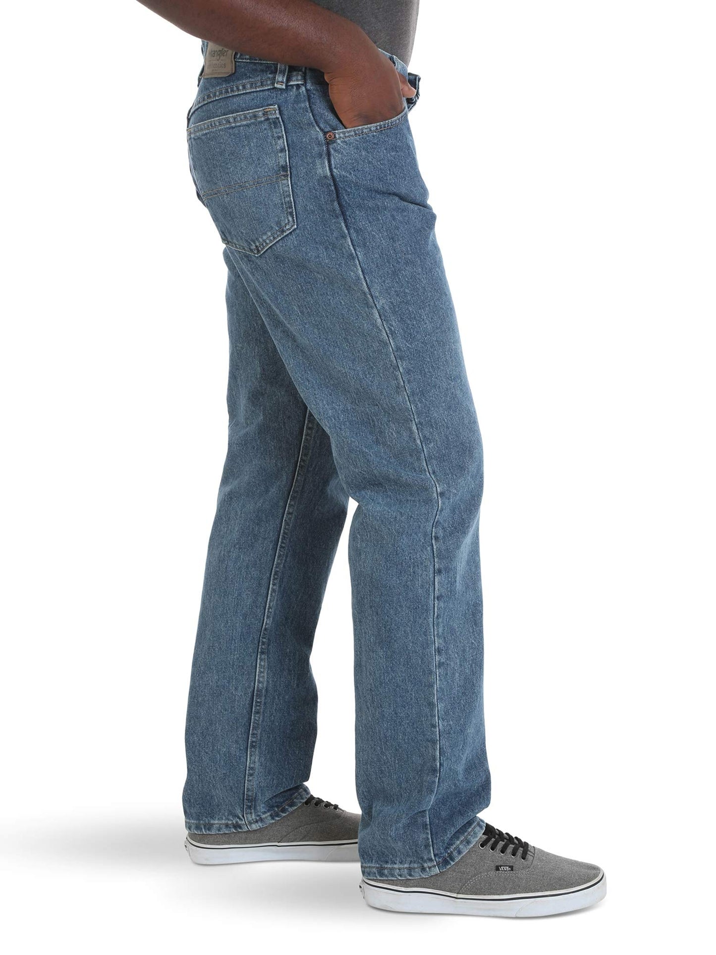 Wrangler Authentics Men's Classic 5-Pocket Relaxed Fit Cotton Jean, Vintage Stonewash, 33W x 34L