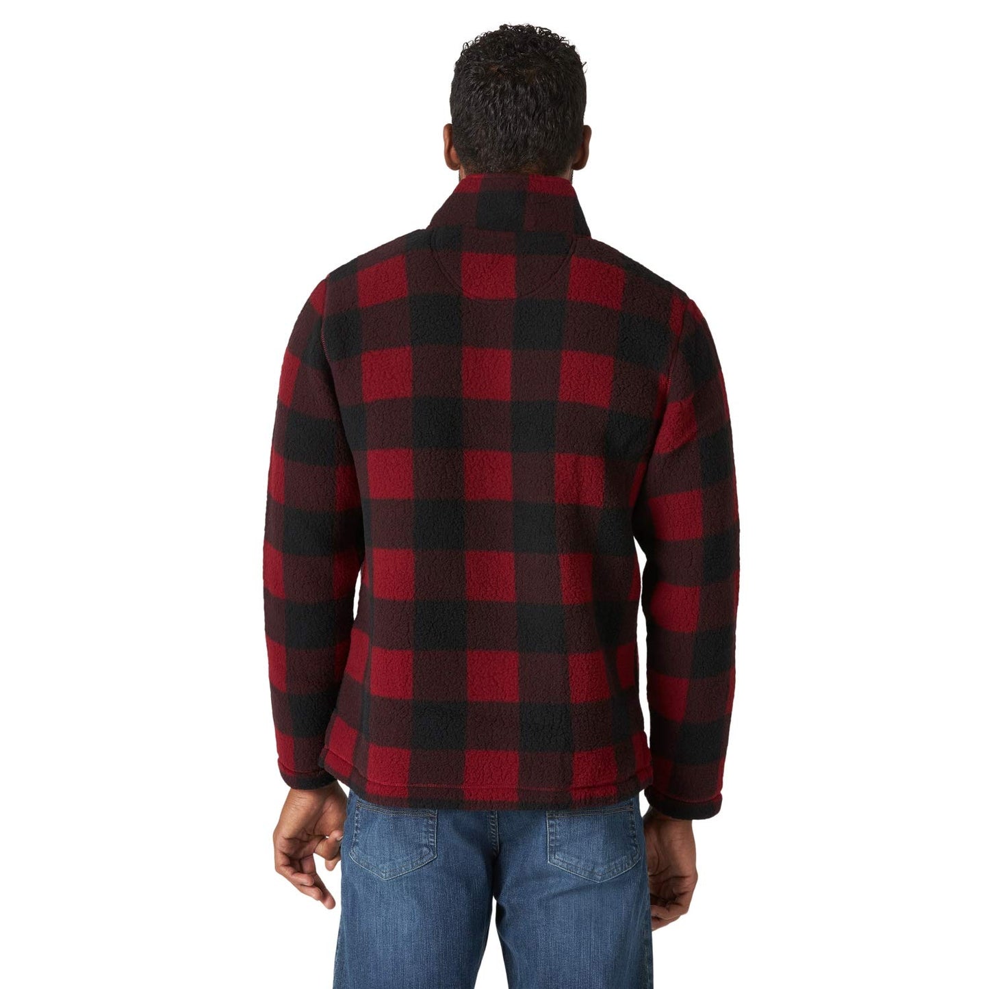 Wrangler Authentics Men's Wooly Fleece Quarter-Zip, Red Buffalo, XX-Large
