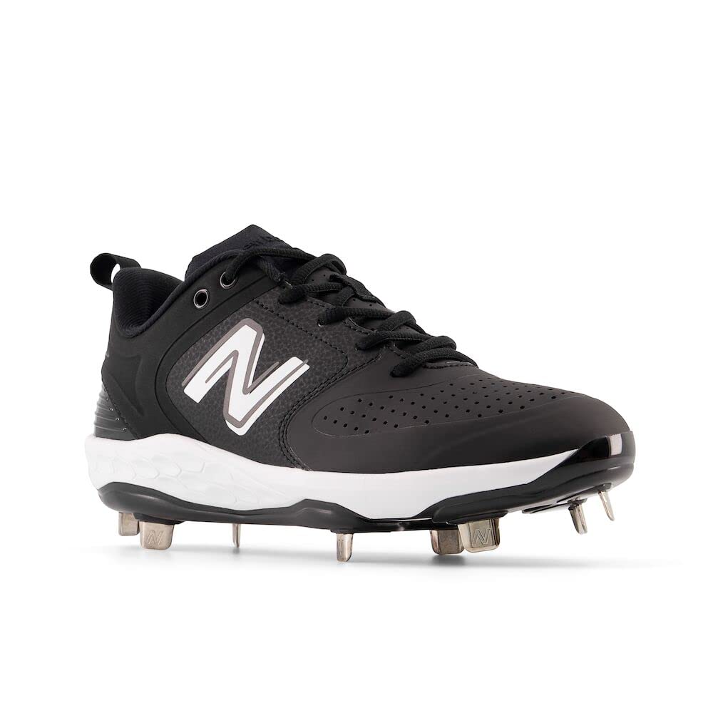 New Balance Women's Fresh Foam Velo V3 Softball Shoe, Black/White, 9.5 Wide