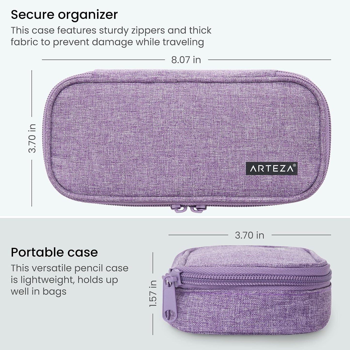 Arteza Pencil Case, Purple, Side Opening Pouch