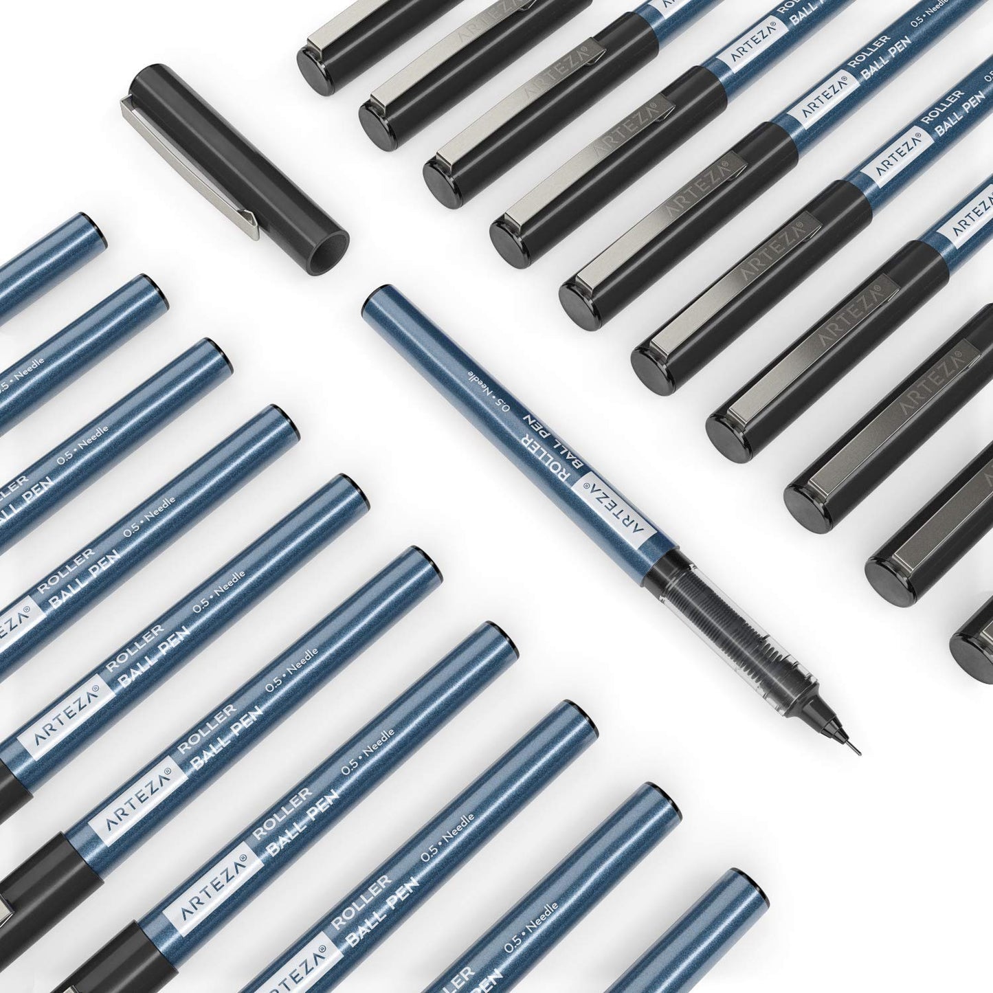 Arteza Roller Ball Pens, Black, 0.5mm Nib - 40 Pack