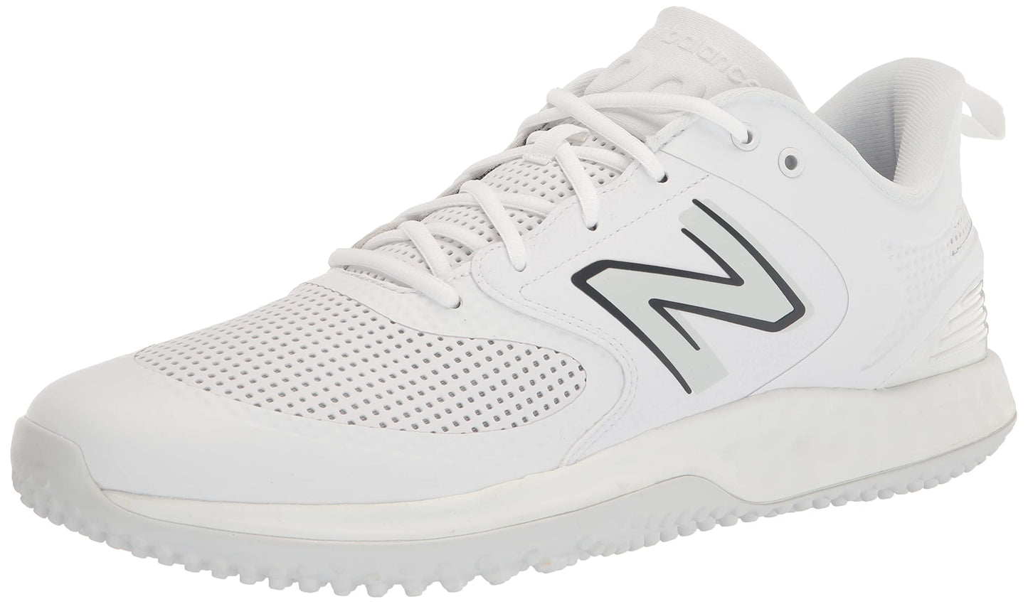 New Balance Men's Fresh Foam 3000 V6 Turf-Trainer Baseball Shoe, White/White, 7.5