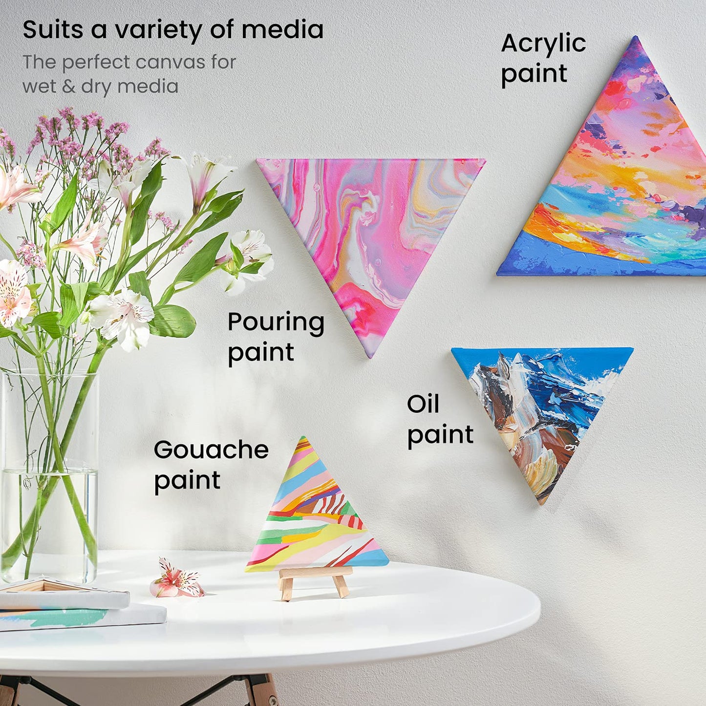 Arteza Triangle Stretched Canvas, 14" Sides - Pack of 8
