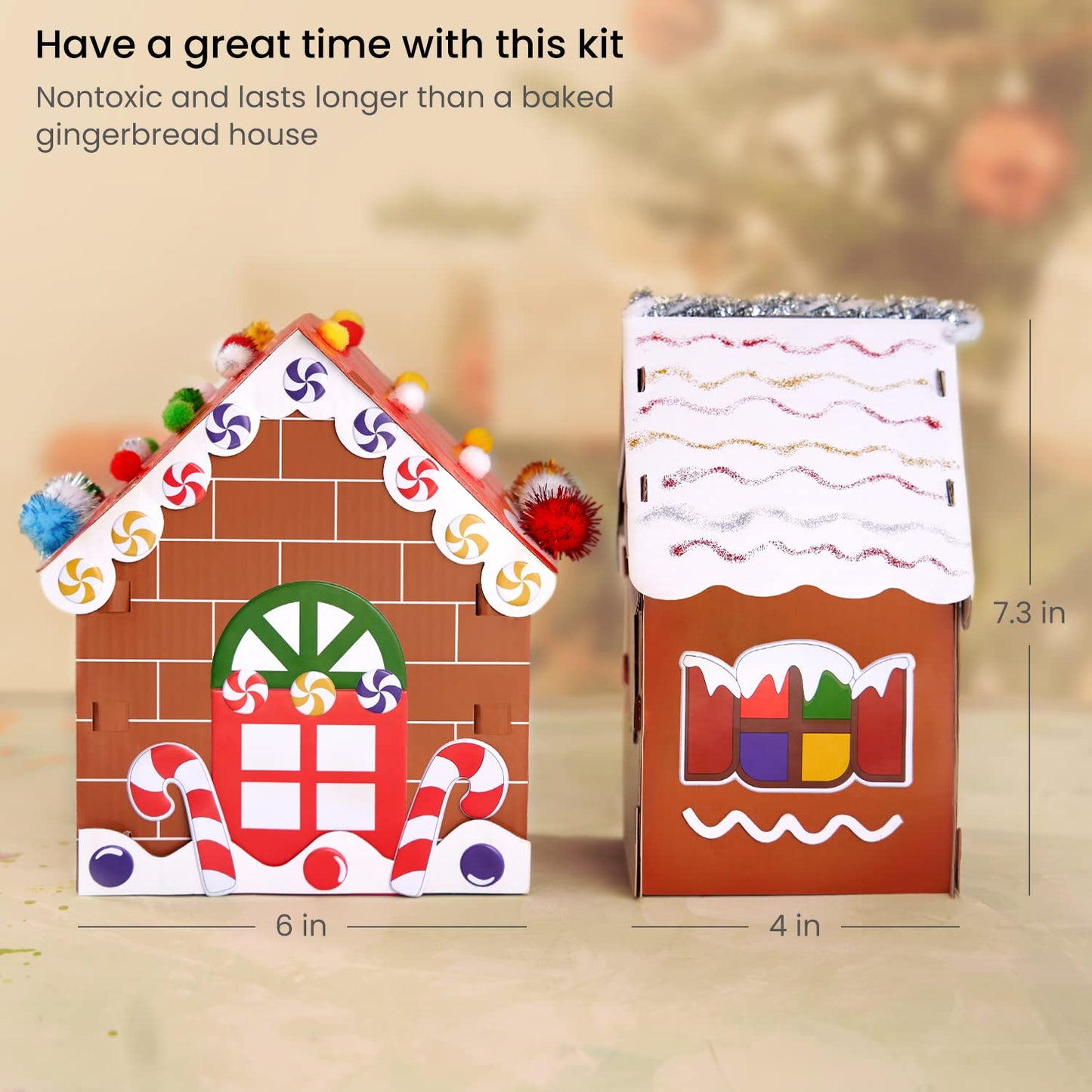 Arteza Kids 3D Paper Gingerbread House Kit - Set of 2