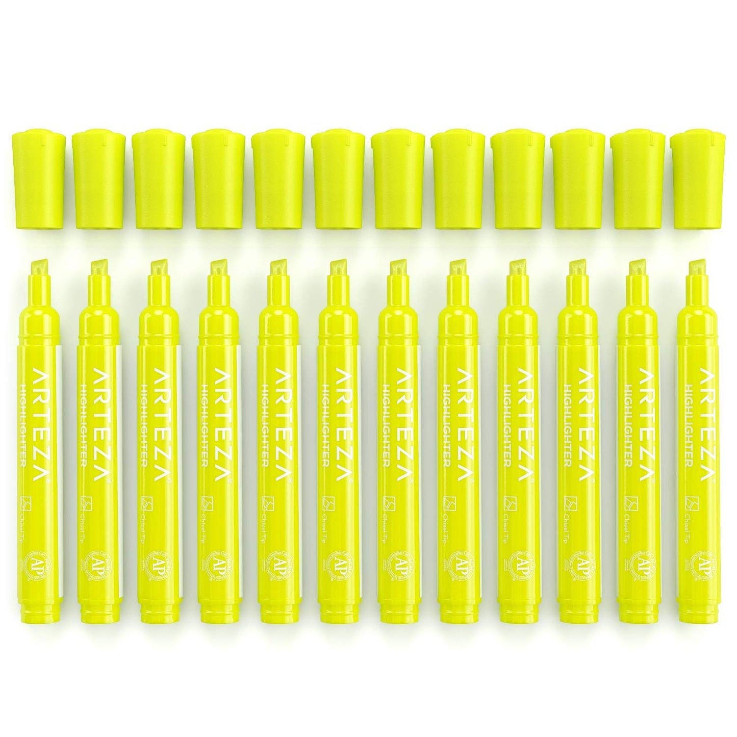Arteza Highlighters, Yellow, Wide Chisel Tip - Set of 64