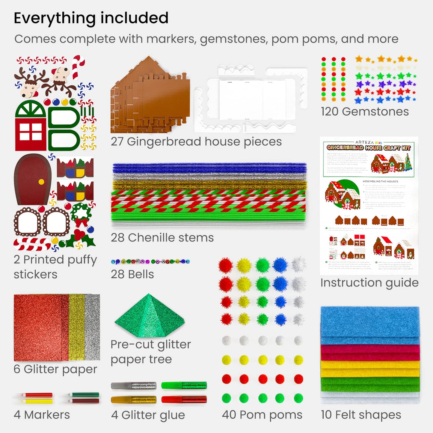 Arteza Kids 3D Paper Gingerbread House Kit - Set of 2