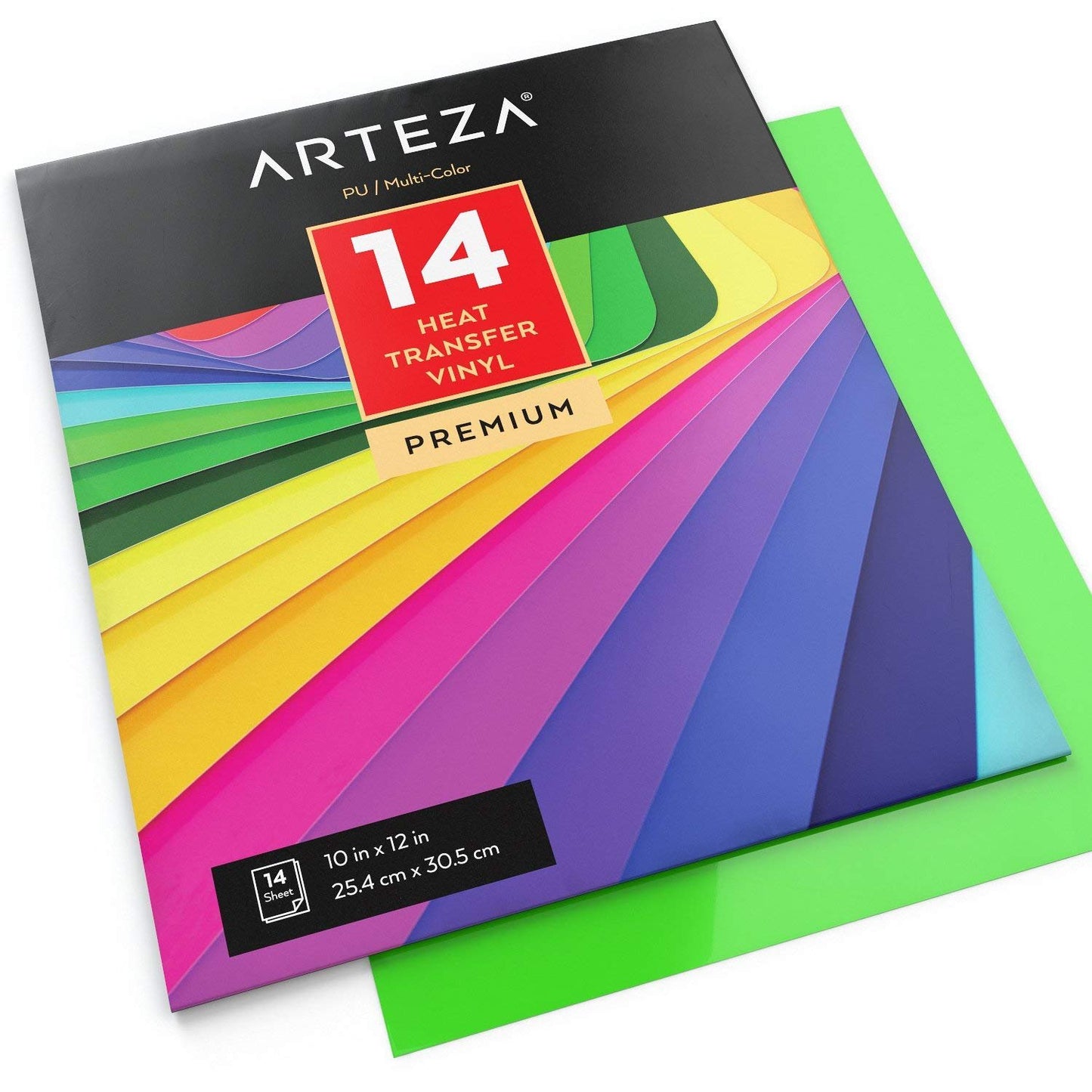 Arteza Heat Transfer Vinyl, Assorted Colors, 10" x 12” Sheets - Pack of 14